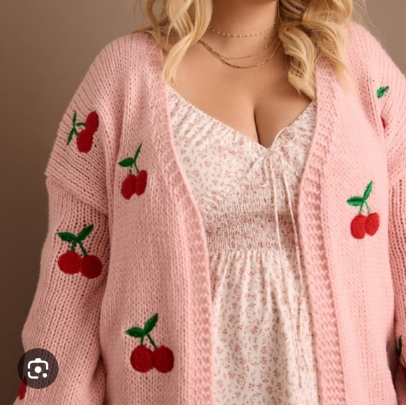 Arula Cherry Chunky Knit Cardigan Sweater | Size 3X | Fall Ready - Picture 1 of 8